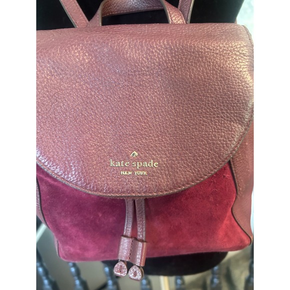 Kate Spade Hayes Street Teagan Burgundy Leather Suede Backpack Bag PXRU9171 main image 9